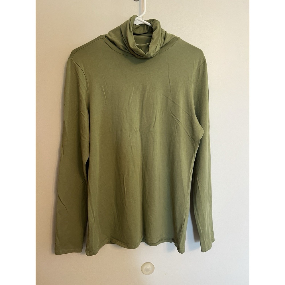 Peruvian Connection Extreme T-Neck Olive Gree Shirt L Pima Cotton Turtleneck - Picture 1 of 5